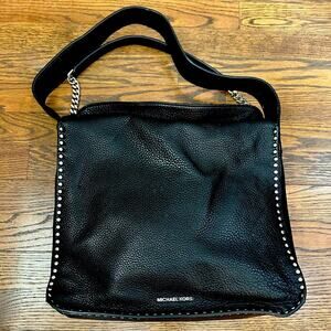 Michael Kors Black Leather Silver Studed Shoulder Bag